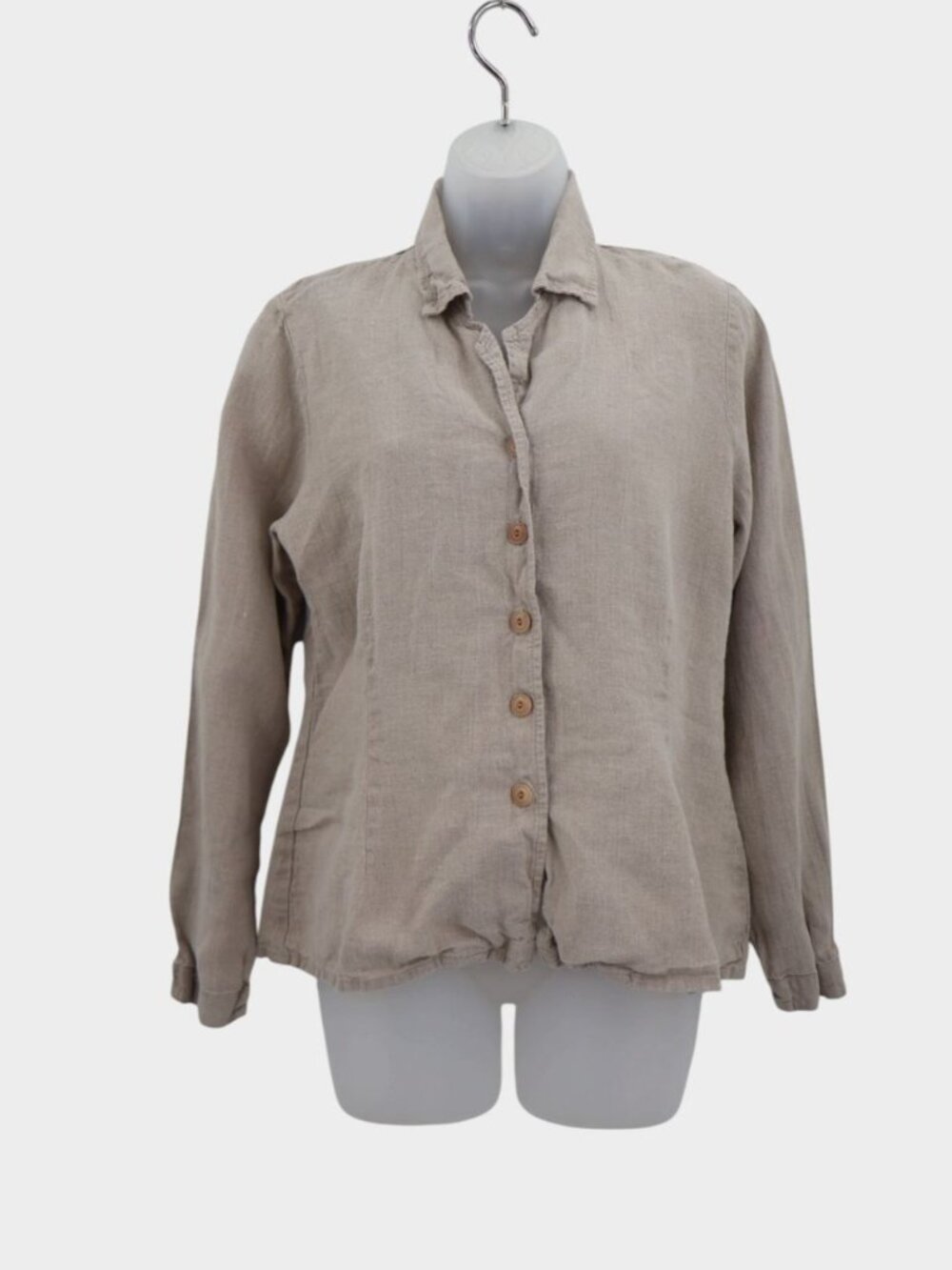 Vintage FLAX by Jeanne Engelhart Natural Linen Collared lagenlook top sz Small